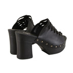 Milwaukee Leather MBL9410 Women's Black Open Toe Fashion Casual Platform Wedges with Studs