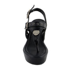 Milwaukee Leather MBL9411 Women's Black Wedge Fashion Casual Sandals with Buckled Straps