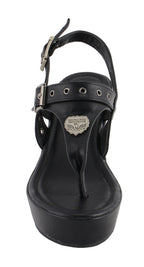 Milwaukee Performance MBL9411 Women's Black Wedge Sandals with Buckled Straps