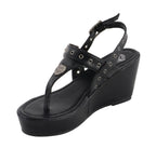 Milwaukee Performance MBL9411 Women's Black Wedge Sandals with Buckled Straps