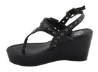 Milwaukee Performance MBL9411 Women's Black Wedge Sandals with Buckled Straps