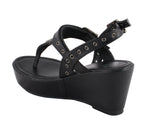 Milwaukee Performance MBL9411 Women's Black Wedge Sandals with Buckled Straps