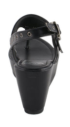 Milwaukee Performance MBL9411 Women's Black Wedge Sandals with Buckled Straps