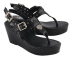 Milwaukee Performance MBL9411 Women's Black Wedge Sandals with Buckled Straps