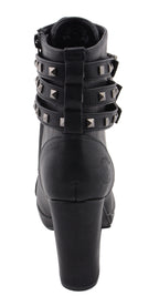 Milwaukee Performance MBL9417 Women's Black Lace-Up Boots with Triple Strap Studded Accents