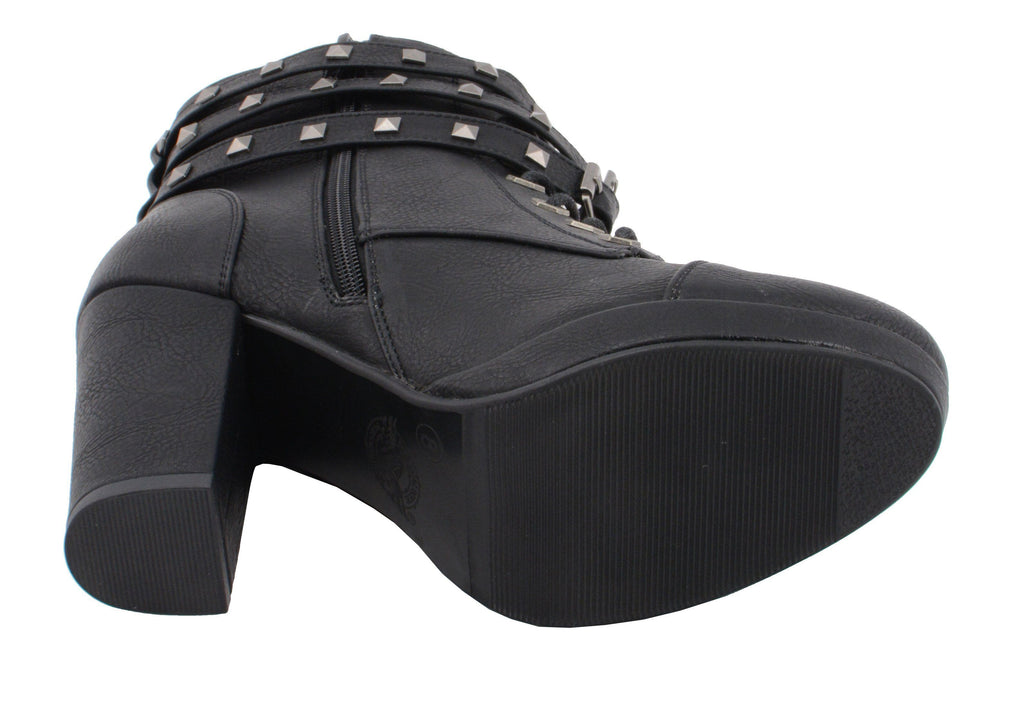 Milwaukee Performance MBL9417 Women's Black Lace-Up Boots with Triple Strap Studded Accents