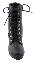 Milwaukee Performance MBL9418 Women's Black Lace-Up Platform Boots with Studded Accents