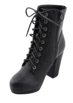 Milwaukee Performance MBL9418 Women's Black Lace-Up Platform Boots with Studded Accents