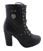 Milwaukee Performance MBL9418 Women's Black Lace-Up Platform Boots with Studded Accents