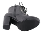 Milwaukee Performance MBL9418 Women's Black Lace-Up Platform Boots with Studded Accents