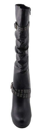 Milwaukee Performance MBL9419 Women's Tall Black Platform Boots with Slouch Shaft