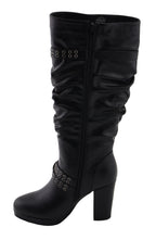 Milwaukee Performance MBL9419 Women's Tall Black Platform Boots with Slouch Shaft