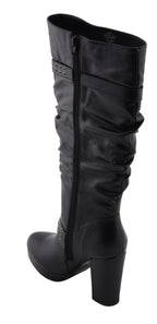 Milwaukee Performance MBL9419 Women's Tall Black Platform Boots with Slouch Shaft
