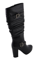 Milwaukee Performance MBL9419 Women's Tall Black Platform Boots with Slouch Shaft