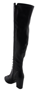 Milwaukee Performance MBL9421 Women's Black Lace-Up Knee High Boots with Open Toe