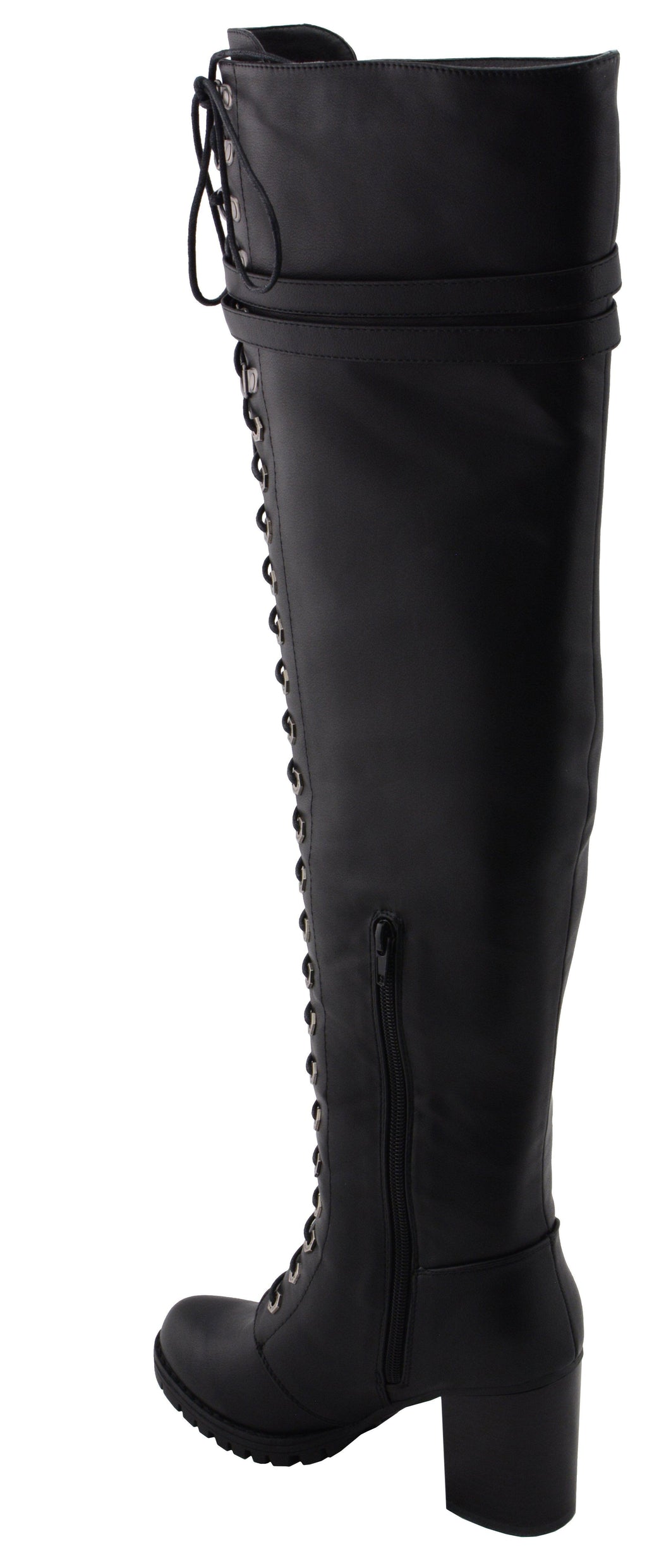 Milwaukee Performance MBL9424 Women's Black Above the Knee Boots with Lace-Up Closure
