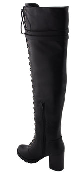Milwaukee Performance MBL9424 Women's Black Above the Knee Boots with Lace-Up Closure