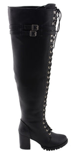 Milwaukee Performance MBL9424 Women's Black Above the Knee Boots with Lace-Up Closure