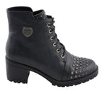 Milwaukee Performance MBL9426 Women's Distress Black Rocker Boots with Studded Instep