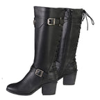 Milwaukee Leather MBL9427 Women's Black Tall Fashion Casual Boots with Back End Lacing