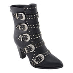 Milwaukee Performance MBL9428 Women's Black Buckle Up Boots with Studded Bling