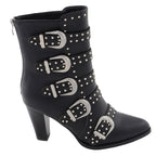 Milwaukee Performance MBL9428 Women's Black Buckle Up Boots with Studded Bling