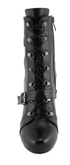 Milwaukee Performance MBL9431 Women's Black Lace-Up Boots with Block Heel and Buckle Strap