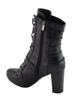 Milwaukee Performance MBL9431 Women's Black Lace-Up Boots with Block Heel and Buckle Strap