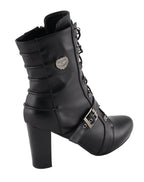 Milwaukee Performance MBL9431 Women's Black Lace-Up Boots with Block Heel and Buckle Strap