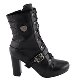 Milwaukee Performance MBL9431 Women's Black Lace-Up Boots with Block Heel and Buckle Strap