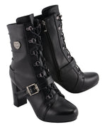 Milwaukee Performance MBL9431 Women's Black Lace-Up Boots with Block Heel and Buckle Strap