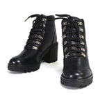 Milwaukee Leather Women's Devine Black Leather Lace to Toe Boots with Platform Heel MBL9439