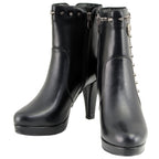 Milwaukee Leather MBL9440 Women's Black Spiked Fashion Boots w/ Side Zippers