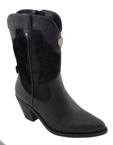 Milwaukee Performance MBL9441 Ladies Black Western Boots with Black Snake Print