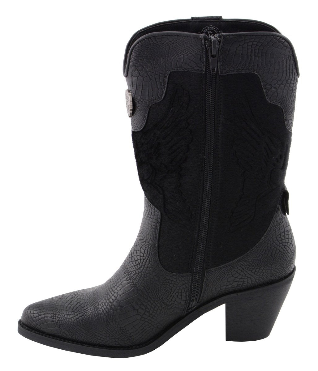 Milwaukee Performance MBL9441 Ladies Black Western Boots with Black Snake Print