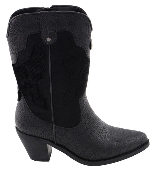 Milwaukee Performance MBL9441 Ladies Black Western Boots with Black Snake Print