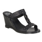 Milwaukee Performance MBL9450 Womens Black Studded Double Strap Wedge Sandals - Milwaukee Performance Womens Fashion Footwear
