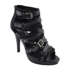 Milwaukee Performance MBL9451 Women Black Stiletto Heeled Sandals with Ankle Strap
