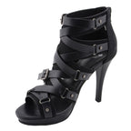 Milwaukee Performance MBL9451 Women Black Stiletto Heeled Sandals with Ankle Strap