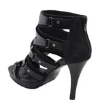 Milwaukee Leather MBL9451 Women's Black Fashion Casual Stiletto Heeled Sandals with Ankle Strap