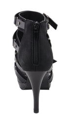 Milwaukee Leather MBL9451 Women's Black Fashion Casual Stiletto Heeled Sandals with Ankle Strap