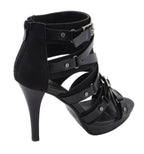 Milwaukee Leather MBL9451 Women's Black Fashion Casual Stiletto Heeled Sandals with Ankle Strap