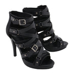 Milwaukee Leather MBL9451 Women's Black Fashion Casual Stiletto Heeled Sandals with Ankle Strap