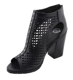 Milwaukee Performance MBL9453 Women's Black Mesh Open Toe Platform Heeled Sandals with Buckle Strap