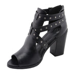 Milwaukee Performance MBL9454 Women's Heel Black Studded Strap Sandal with Platform Heel