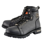 Milwaukee Leather Men's Black Leather Lace-Up Motorcycle Rider Boots with Side Zipper MBM100