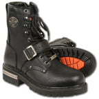 Milwaukee Leather MBM101 Mens Black Lace-Up Engineer Boots with Side Zipper Entry - Milwaukee Leather Mens Boots