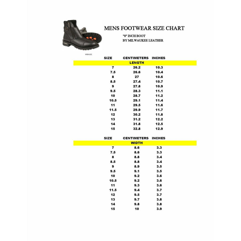 Milwaukee Leather MBM102 Mens Black Super Clean Double Sided Zipper Entry Boots - Milwaukee Leather Mens Boots