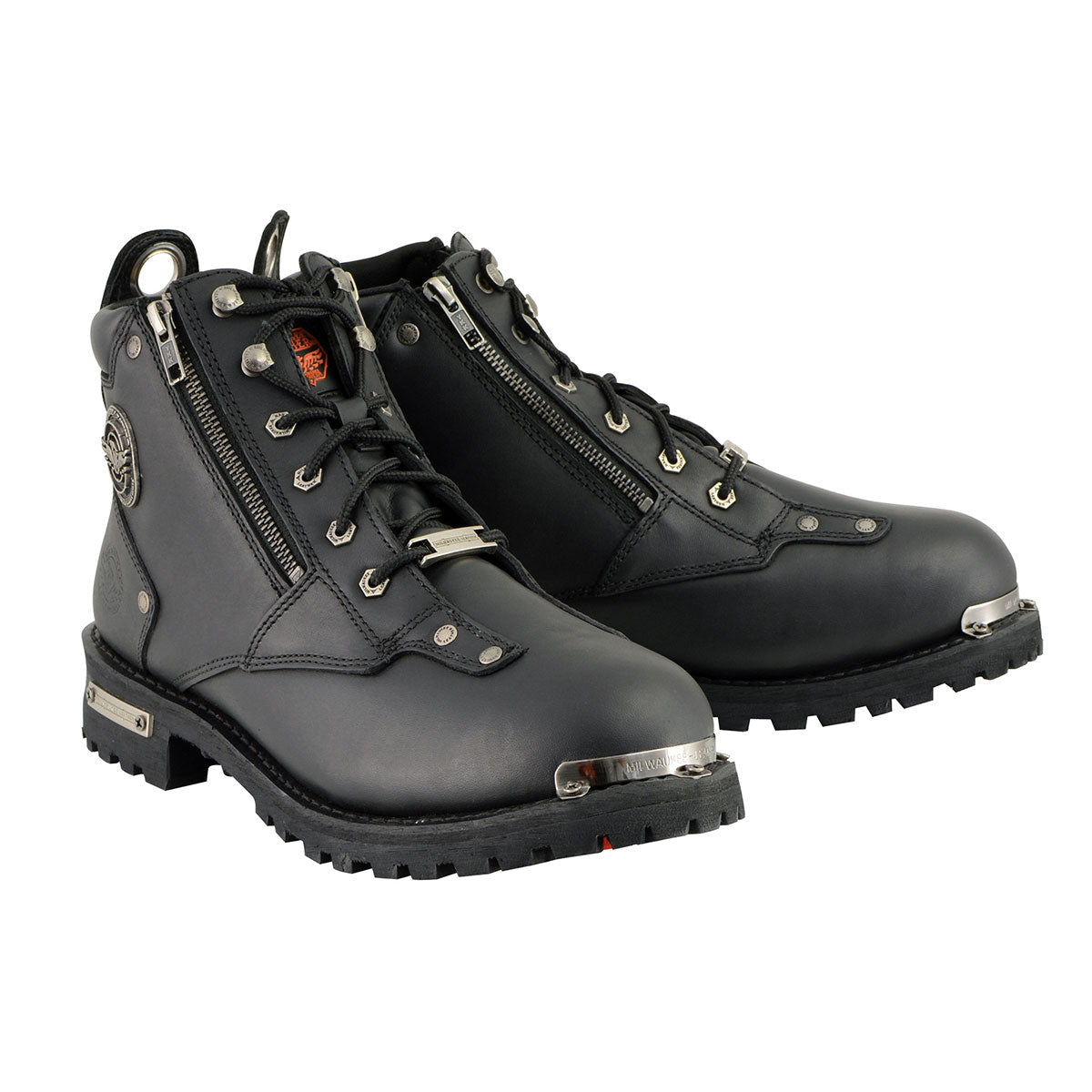 Zip up shop motorcycle boots