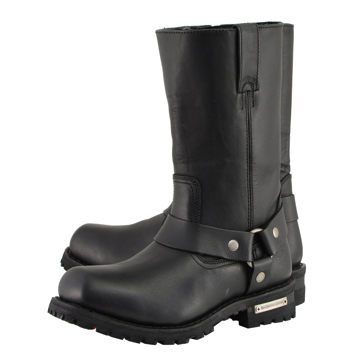 Milwaukee Leather MBM131W Mens Wide Width 11-Inch Classic Square Toe Black Harness Boots - Milwaukee Leather Mens Boots